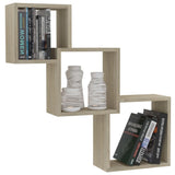 Cube Wall Shelves Sonoma Oak 68x15x68 cm Engineered Wood - Side View