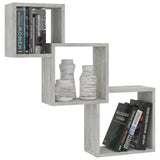 Cube Wall Shelves Concrete Grey 68x15x68 cm Engineered Wood