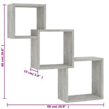 Cube Wall Shelves Concrete Grey 68x15x68 cm Engineered Wood - Rear View