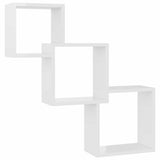 Cube Wall Shelves High Gloss White 68x15x68 cm Engineered Wood - Front View