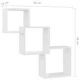 Cube Wall Shelves High Gloss White 68x15x68 cm Engineered Wood