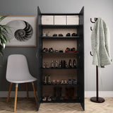 Shoe Cabinet Black 80x35.5x180 cm Engineered Wood - Side View
