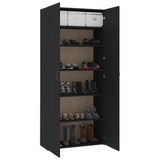Shoe Cabinet Black 80x35.5x180 cm Engineered Wood - Close-Up Angle