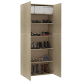 Shoe Cabinet Sonoma Oak 80x35.5x180 cm Engineered Wood - Close-Up Angle