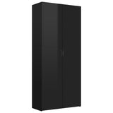 Shoe Cabinet High Gloss Black 80x35.5x180 cm Engineered Wood