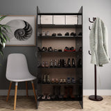 Shoe Cabinet High Gloss Black 80x35.5x180 cm Engineered Wood - Side View