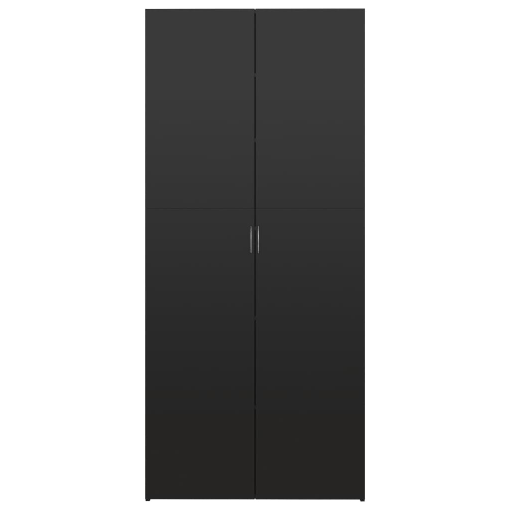 Shoe Cabinet High Gloss Black 80x35.5x180 cm Engineered Wood
