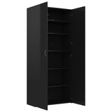 Shoe Cabinet High Gloss Black 80x35.5x180 cm Engineered Wood