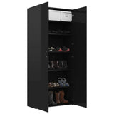 Shoe Cabinet High Gloss Black 80x35.5x180 cm Engineered Wood