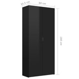 Shoe Cabinet High Gloss Black 80x35.5x180 cm Engineered Wood - Low Angle