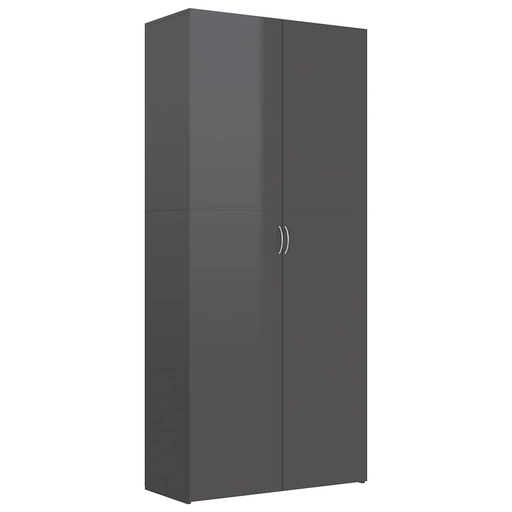 Shoe Cabinet High Gloss Grey 80x35.5x180 cm Engineered Wood
