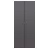 Shoe Cabinet High Gloss Grey 80x35.5x180 cm Engineered Wood