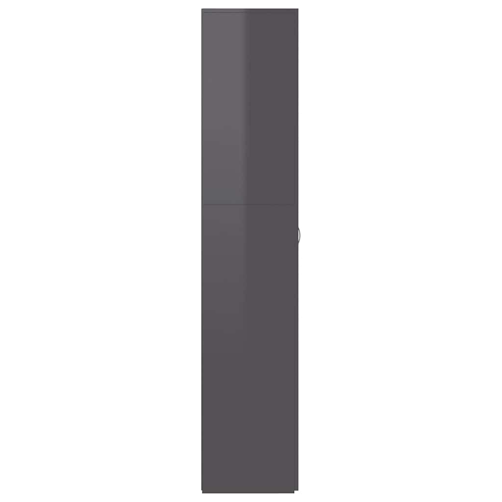 Shoe Cabinet High Gloss Grey 80x35.5x180 cm Engineered Wood