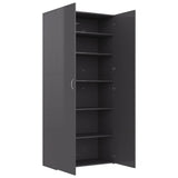 Shoe Cabinet High Gloss Grey 80x35.5x180 cm Engineered Wood