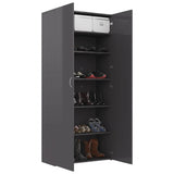 Shoe Cabinet High Gloss Grey 80x35.5x180 cm Engineered Wood - Close-Up Angle