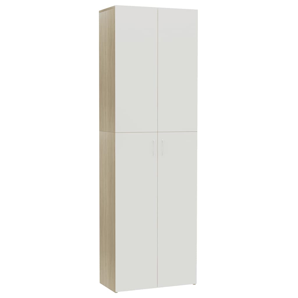 Office Cabinet White and Sonoma Oak 60x32x190 cm Engineered Wood