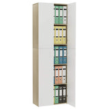Office Cabinet White and Sonoma Oak 60x32x190 cm Engineered Wood - Top-Down View