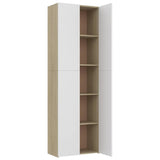 Office Cabinet White and Sonoma Oak 60x32x190 cm Engineered Wood - Close-Up Angle