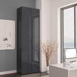 Office Cabinet High Gloss Grey 60x32x190 cm Engineered Wood