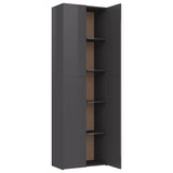 Office Cabinet High Gloss Grey 60x32x190 cm Engineered Wood - 45-Degree Angle