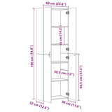 Office Cabinet High Gloss Grey 60x32x190 cm Engineered Wood - Low Angle