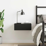Floating Nightstand Black 40x30x15 cm Engineered Wood - Side View