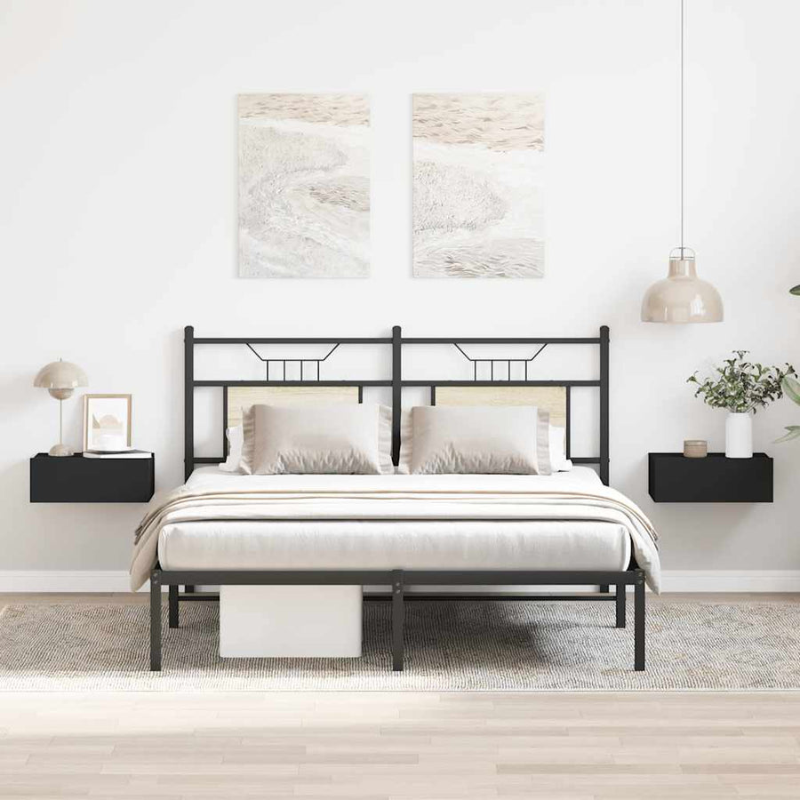 Floating Nightstands 2 pcs Black 40x30x15 cm Engineered Wood