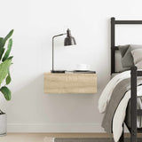 Floating Nightstand Sonoma Oak 40x30x15 cm Engineered Wood - Side View
