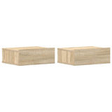 Floating Nightstands 2 pcs Sonoma Oak 40x30x15 cm Engineered Wood - Front View