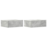 Floating Nightstands 2 pcs Concrete Grey 40x30x15 cm Engineered Wood - Front View