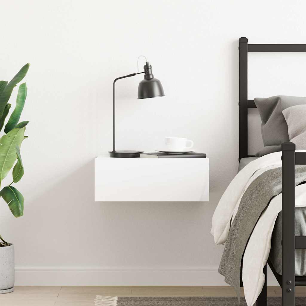 Floating Nightstand High Gloss White 40x30x15 cm Engineered Wood