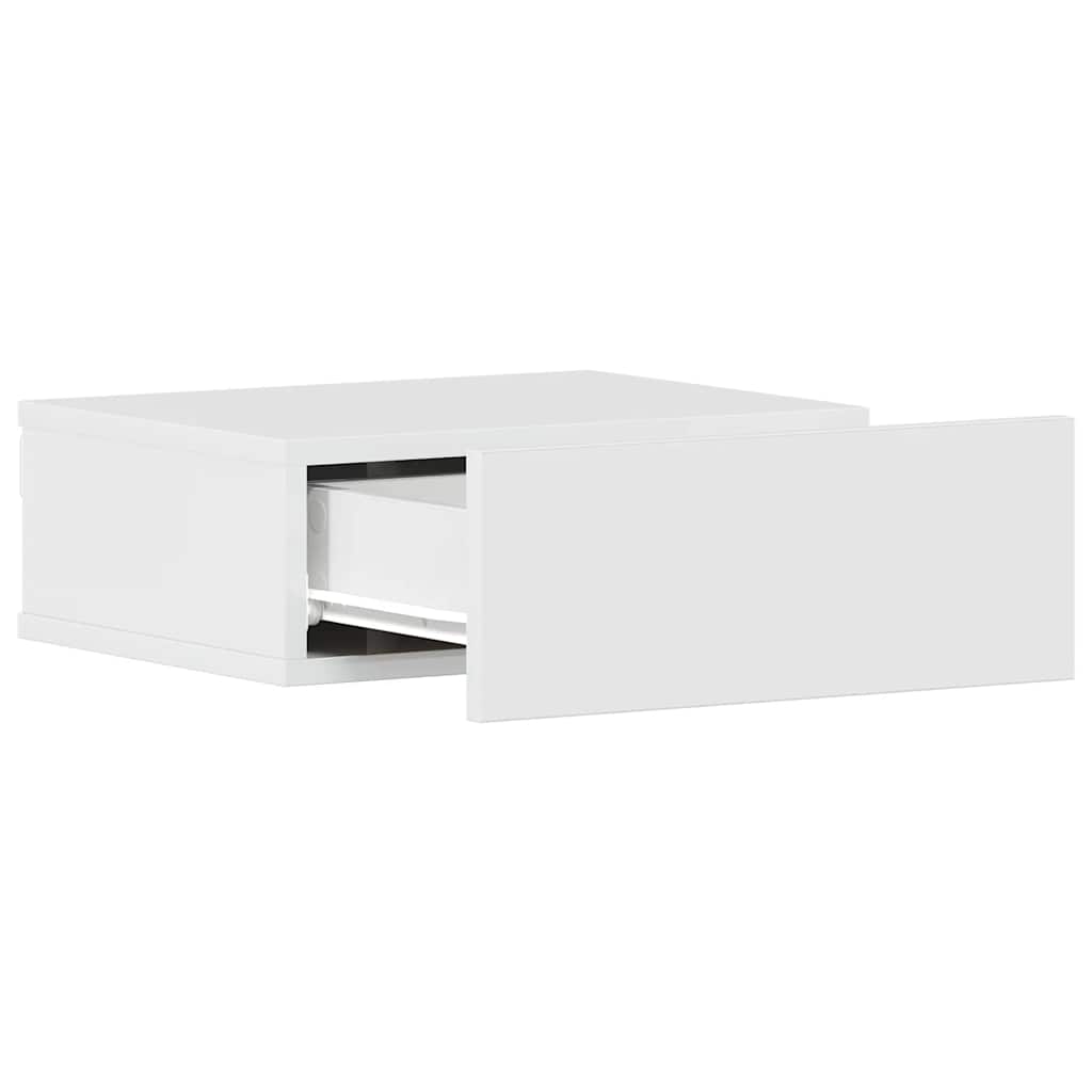 Floating Nightstand High Gloss White 40x30x15 cm Engineered Wood