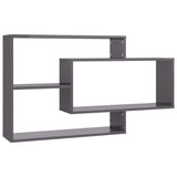Wall Shelves High Gloss Grey 104x20x58.5 cm Engineered Wood - Front View