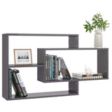 Wall Shelves High Gloss Grey 104x20x58.5 cm Engineered Wood - Side View