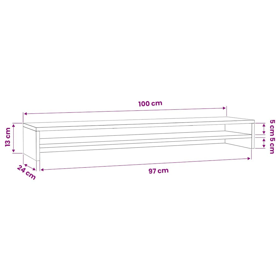 Monitor Stand Black 100x24x13 cm Engineered Wood