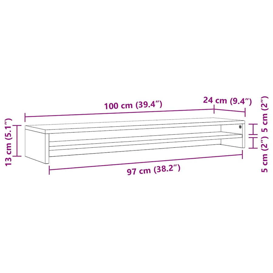 Monitor Stand Concrete Grey 100x24x13 cm Engineered Wood