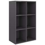 Book Cabinet/Sideboard High Gloss Grey 66x30x98 cm Engineered Wood - Front View