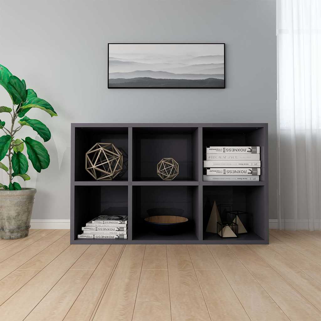 Book Cabinet/Sideboard High Gloss Grey 66x30x98 cm Engineered Wood