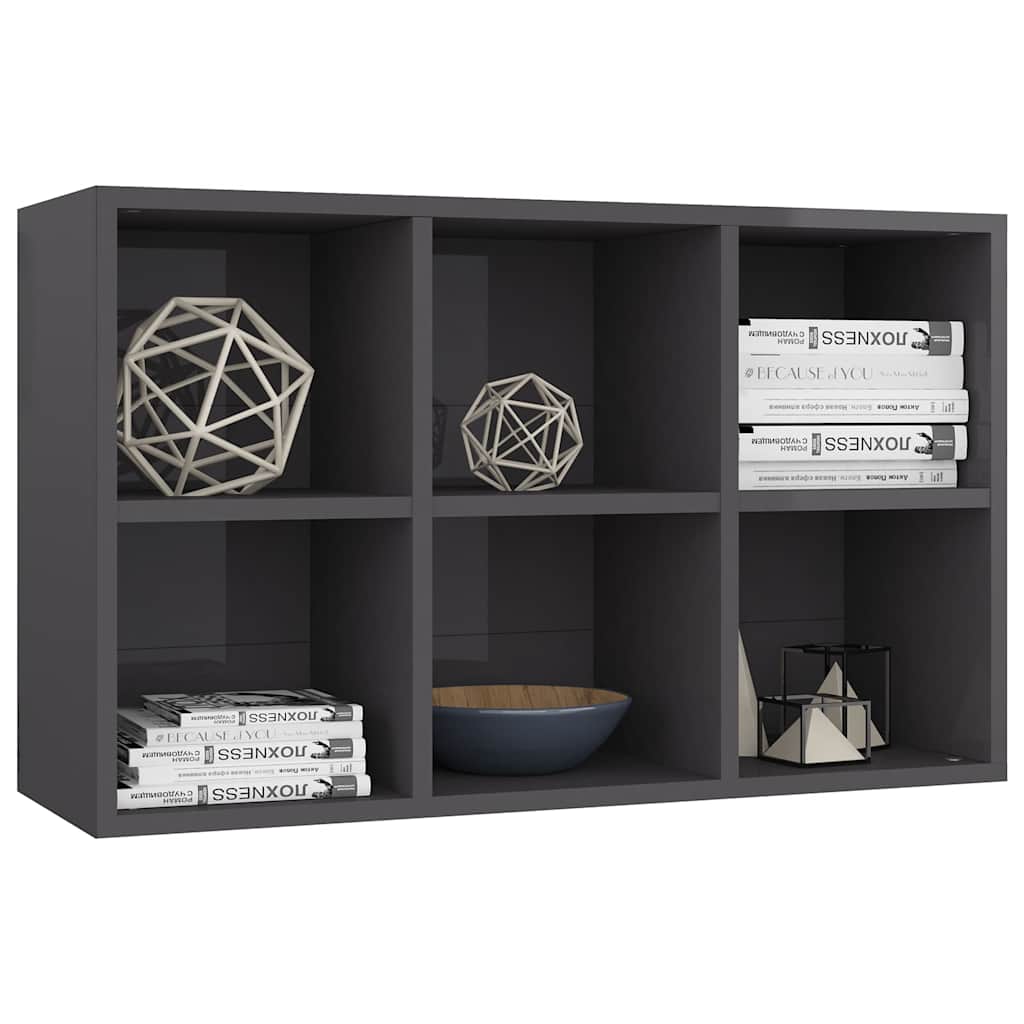 Book Cabinet/Sideboard High Gloss Grey 66x30x98 cm Engineered Wood