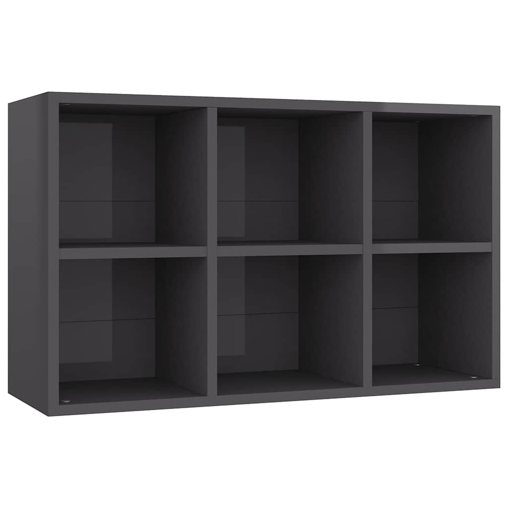 Book Cabinet/Sideboard High Gloss Grey 66x30x98 cm Engineered Wood