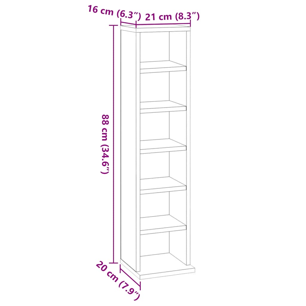 CD Cabinet Black 21x20x88 cm Engineered Wood