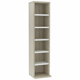 CD Cabinet White and Sonoma Oak 21x20x88 cm Engineered Wood - Front View