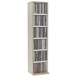 CD Cabinet White and Sonoma Oak 21x20x88 cm Engineered Wood - Side View