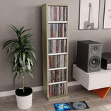 CD Cabinet White and Sonoma Oak 21x20x88 cm Engineered Wood