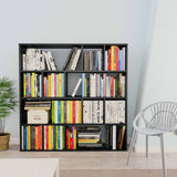 Room Divider/Book Cabinet Black 110x24x110 cm Engineered Wood - Side View