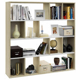 Room Divider/Book Cabinet White and Sonoma Oak 110x24x110 cm Engineered Wood