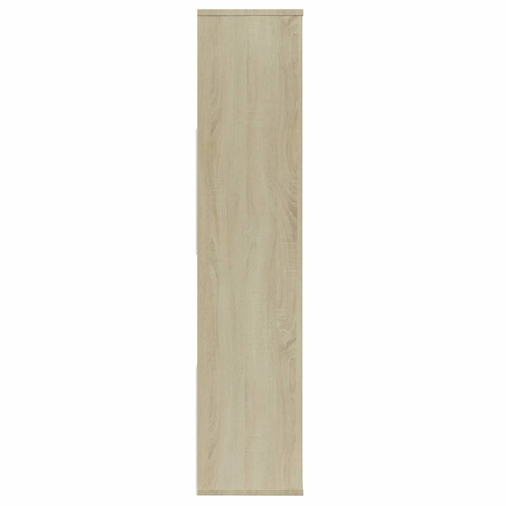 Room Divider/Book Cabinet White and Sonoma Oak 110x24x110 cm Engineered Wood