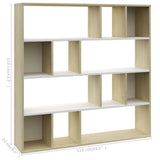 Room Divider/Book Cabinet White and Sonoma Oak 110x24x110 cm Engineered Wood