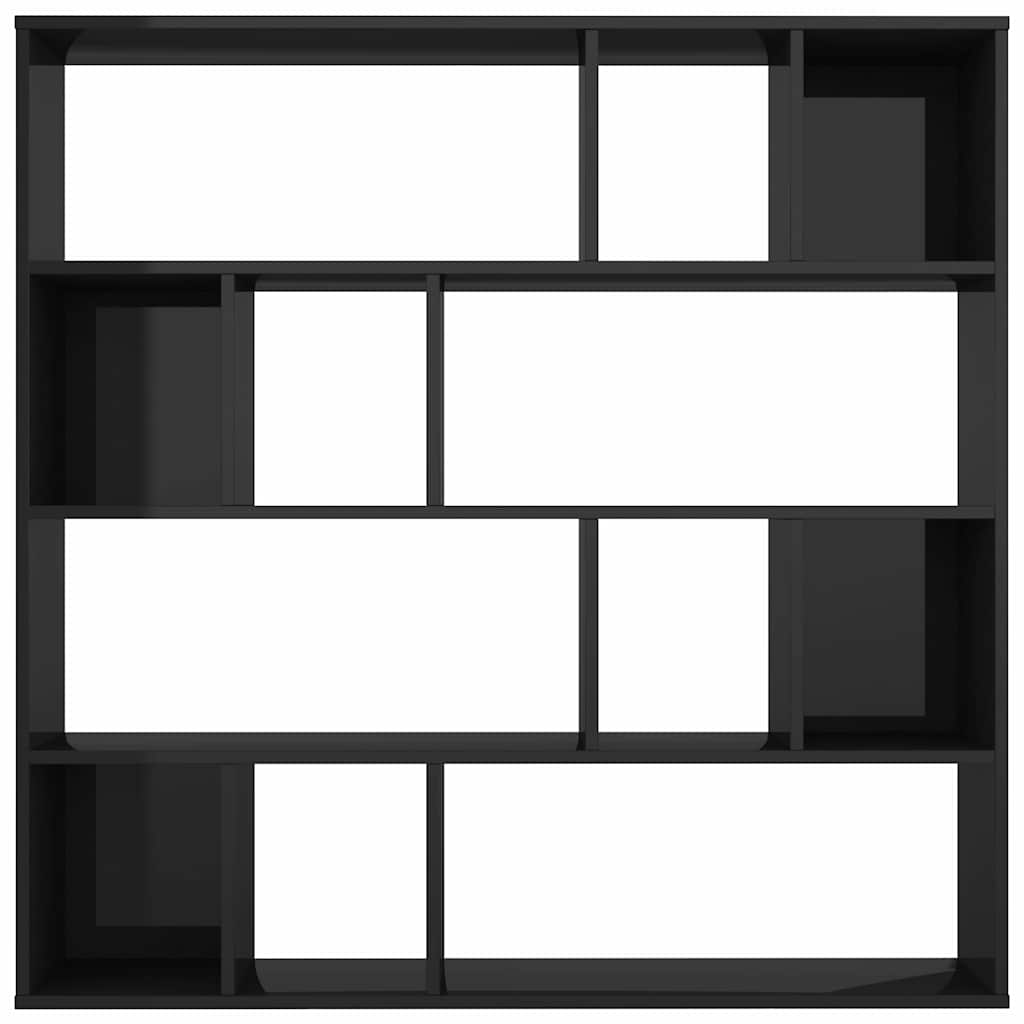 Room Divider/Book Cabinet High Gloss Black 110x24x110 cm Engineered Wood
