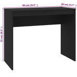 Desk Black 90x40x72 cm Engineered Wood - Rear View